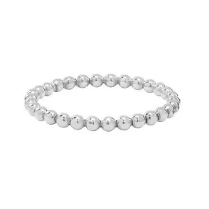 Silver Beaded Stackable Ring - Elegant Ball Design, 18k Gold Plating, Stainless Steel Materials, 1.9mm Width, Lightweight