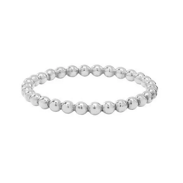 Silver Beaded Stackable Ring - Elegant Ball Design, 18k Gold Plating, Stainless Steel Materials, 1.9mm Width, Lightweight