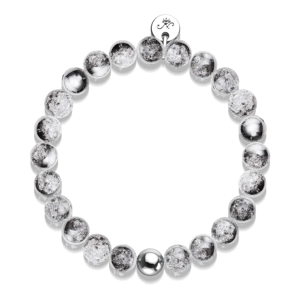 Silver Chrome x White Glitter Glass Bracelet