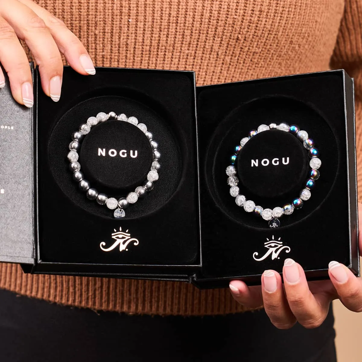 Silver Chrome x White Glitter Glass Bracelet