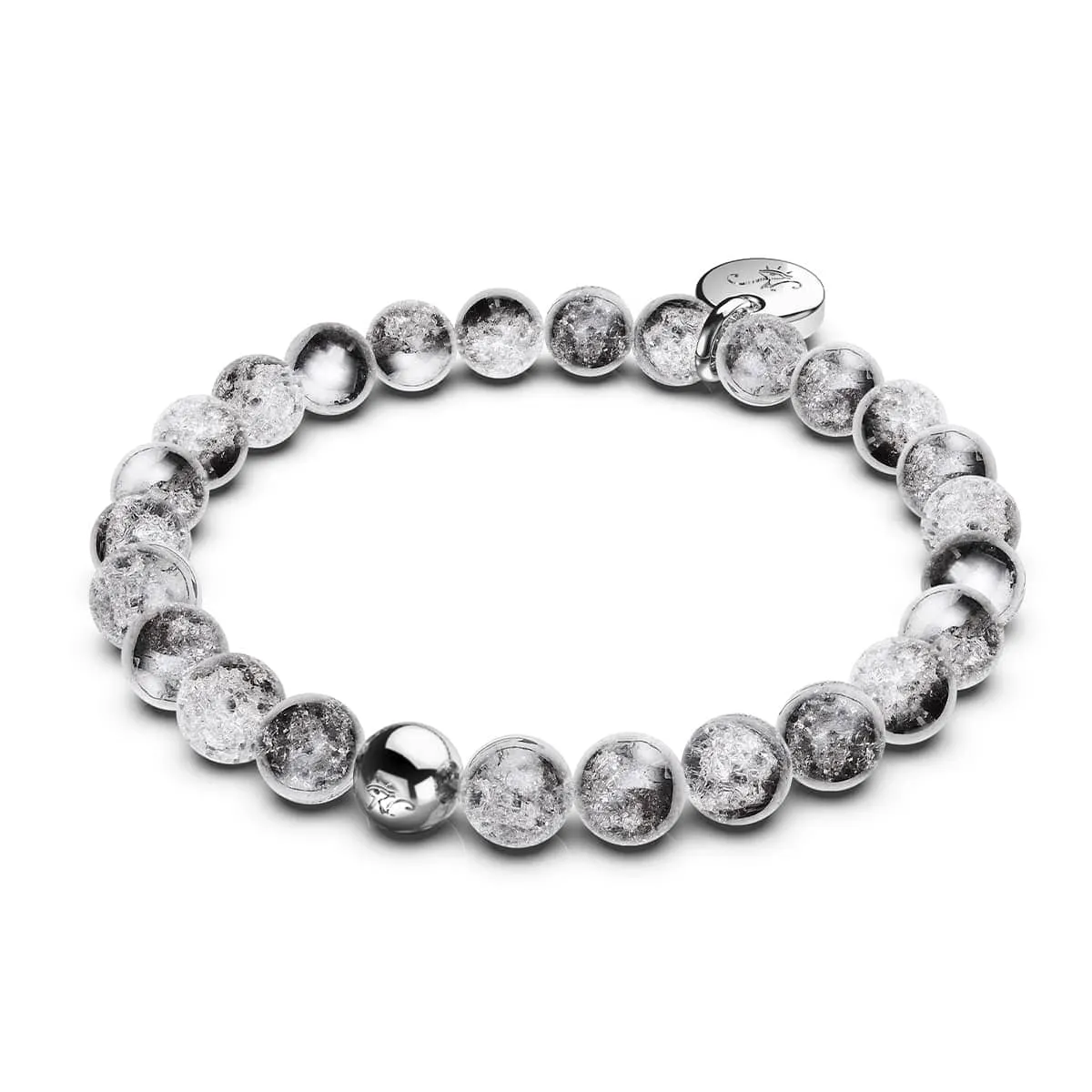 Silver Chrome x White Glitter Glass Bracelet