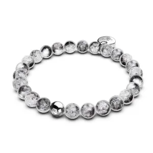 Silver Chrome x White Glitter Glass Bracelet