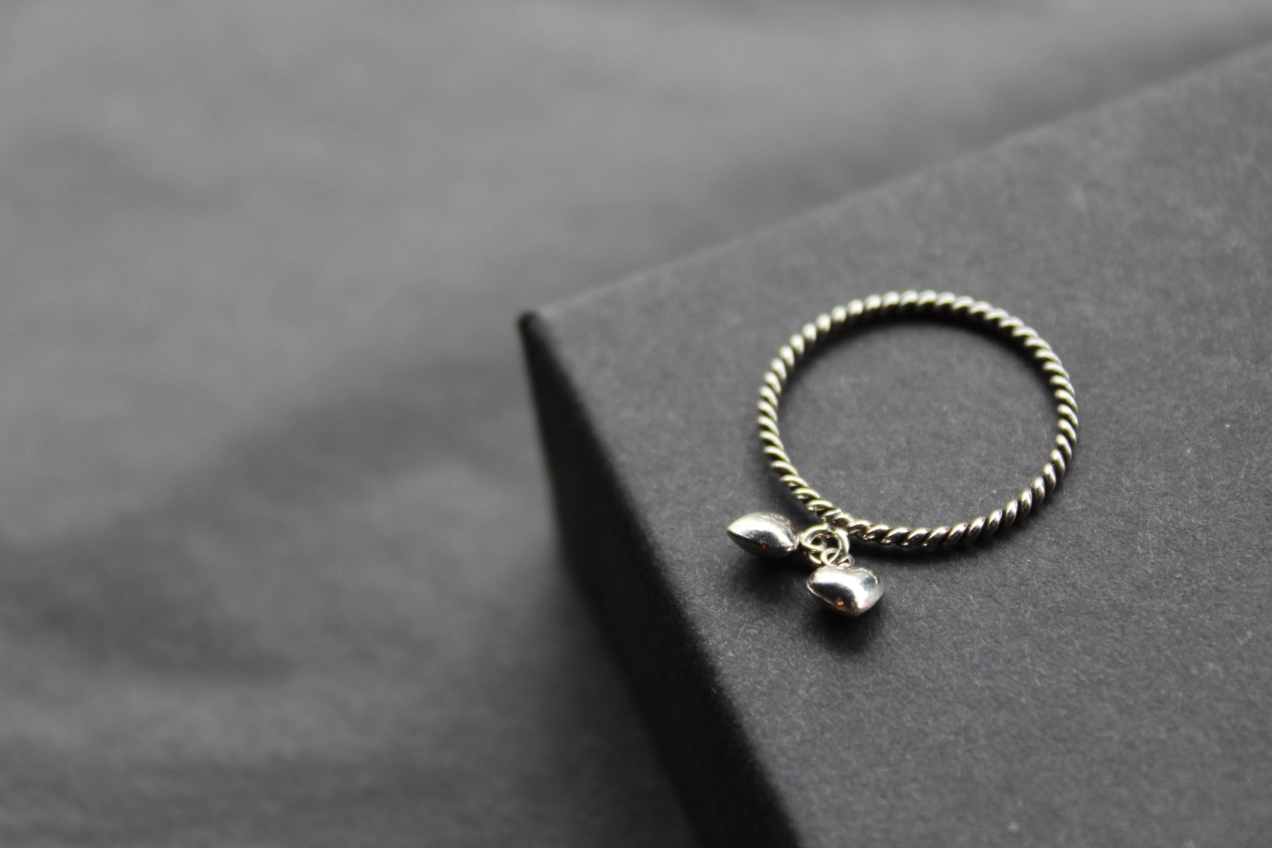Silver Heart Charms Ring