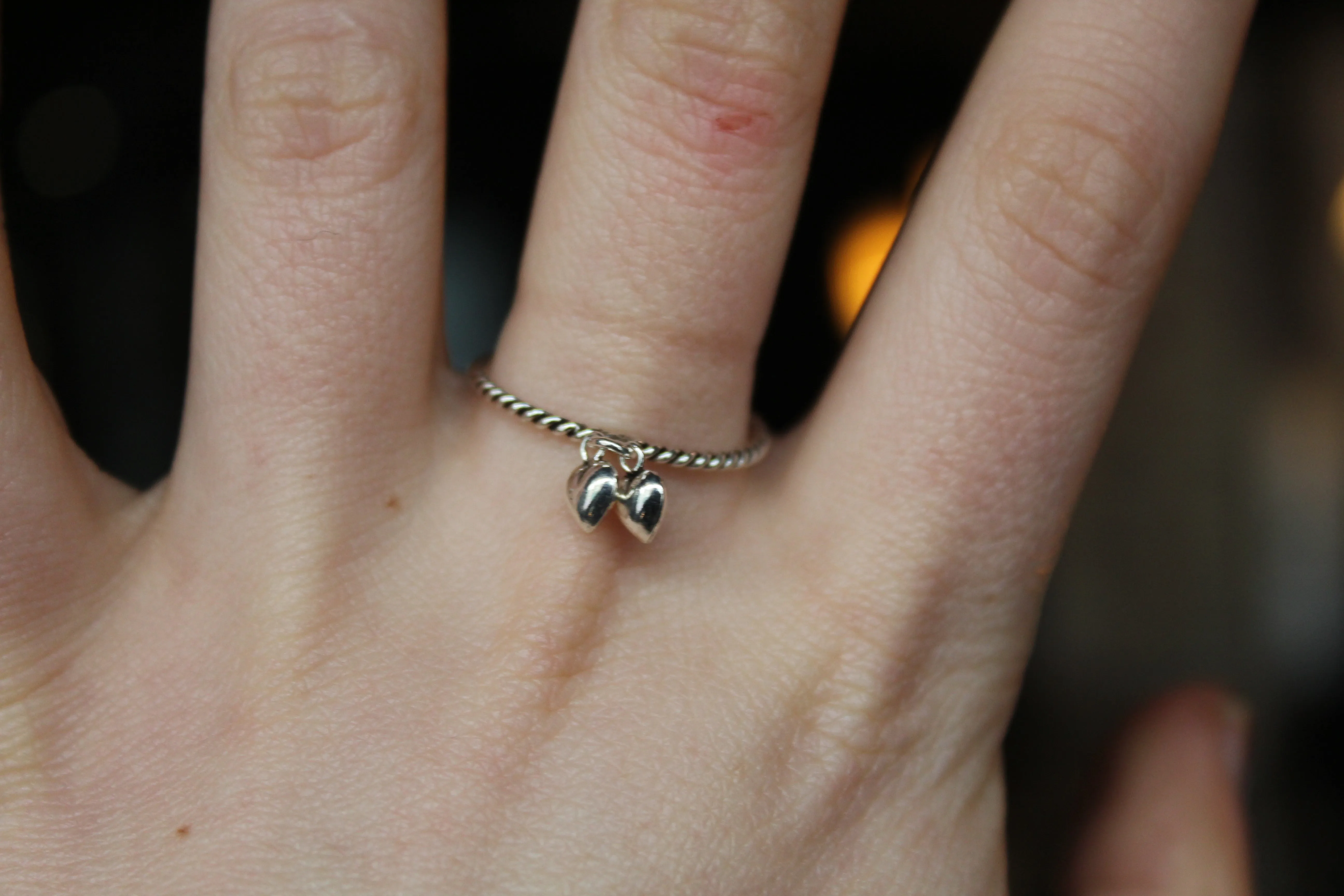 Silver Heart Charms Ring