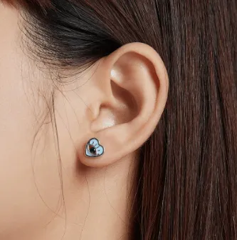 Silver Heart Devil Eye Earrings