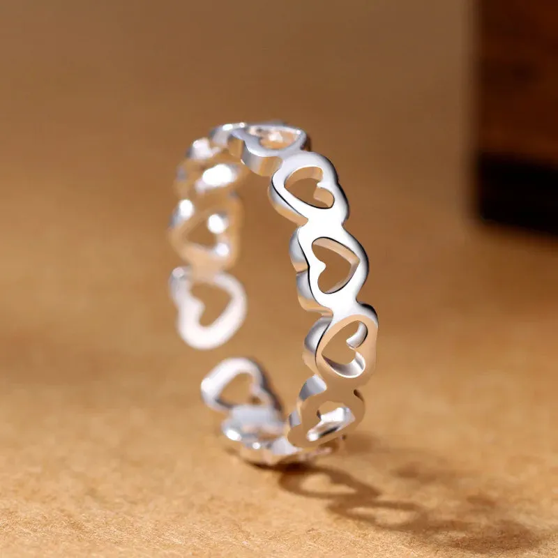 Silver Heart Rings Women Luxury Accessories