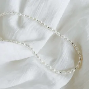 SILVER LININGS COLLECTIVE Frida Pearl Beaded Necklace 925 Stirling Silver