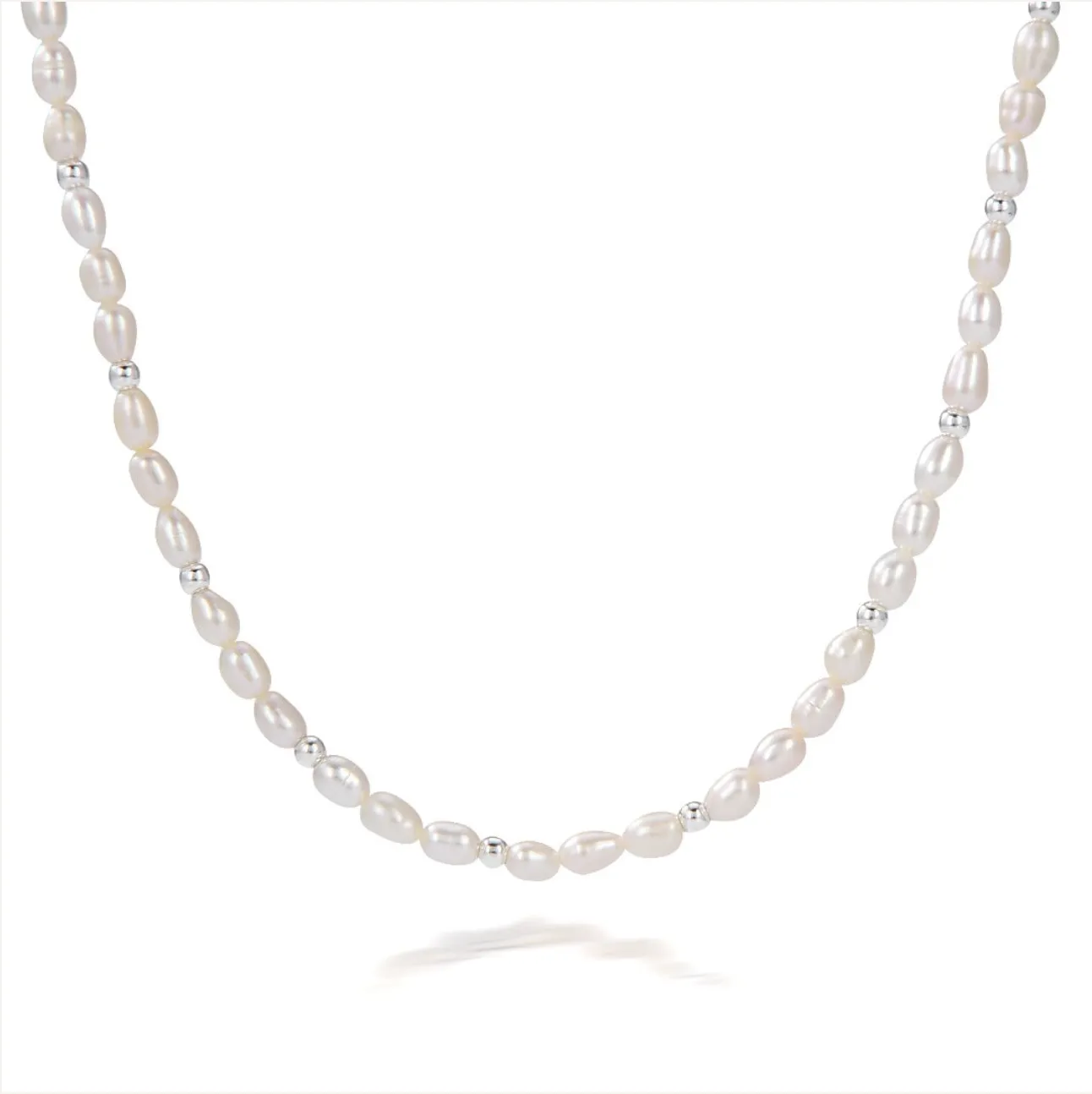 SILVER LININGS COLLECTIVE Frida Pearl Beaded Necklace 925 Stirling Silver