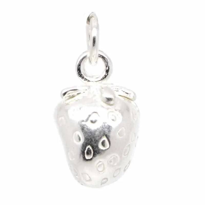 Silver Strawberry Charm