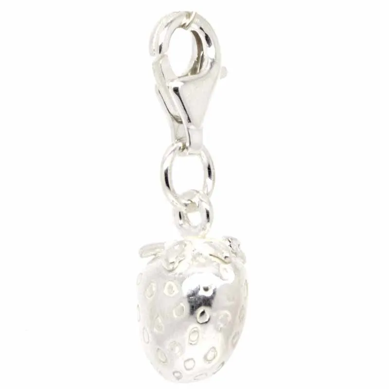 Silver Strawberry Charm