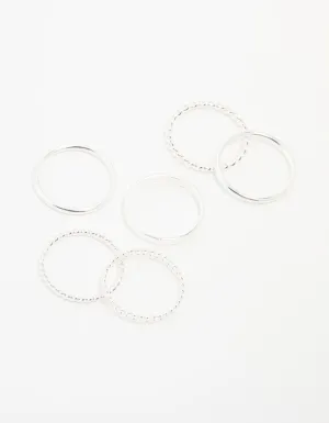 Silver Thin Twisted Stacking Rings 8-Pack