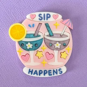 Sip happens  - Brooch - Set of 2