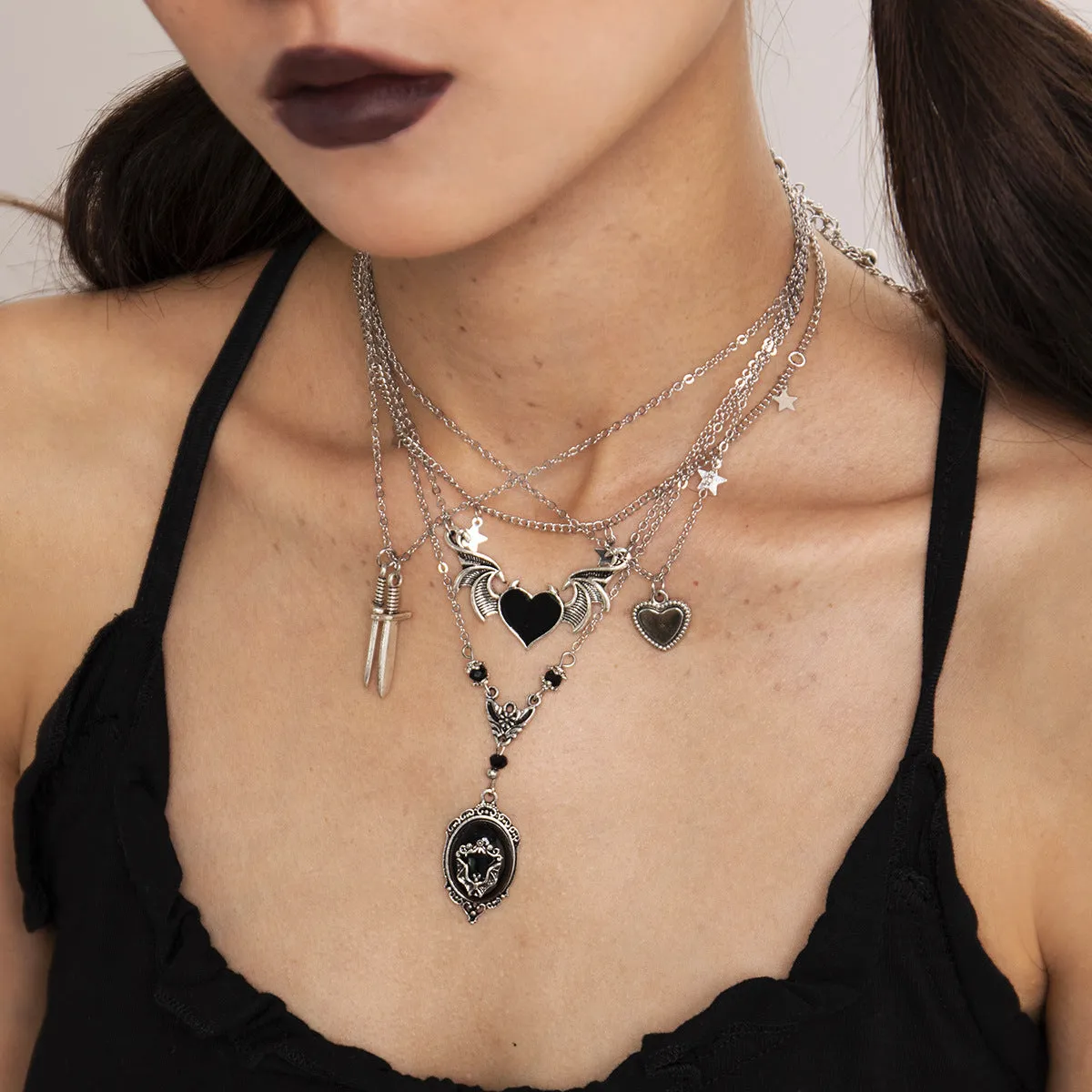 Sisslia Gold Necklace Multi-layer Ocean Style Gold Plated Alloy Necklaces Jewelry Personality Punk Fashion Jewelry Necklaces