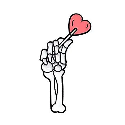 Skeleton Hand with Heart Brooch Enamel Pin