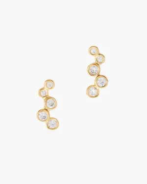SMALL CZ CLIMBER POST EARRING IN GOLD