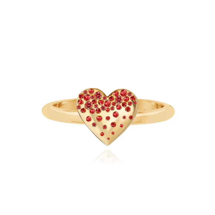 Small Dripping Scattered Heart Gemstone Ring