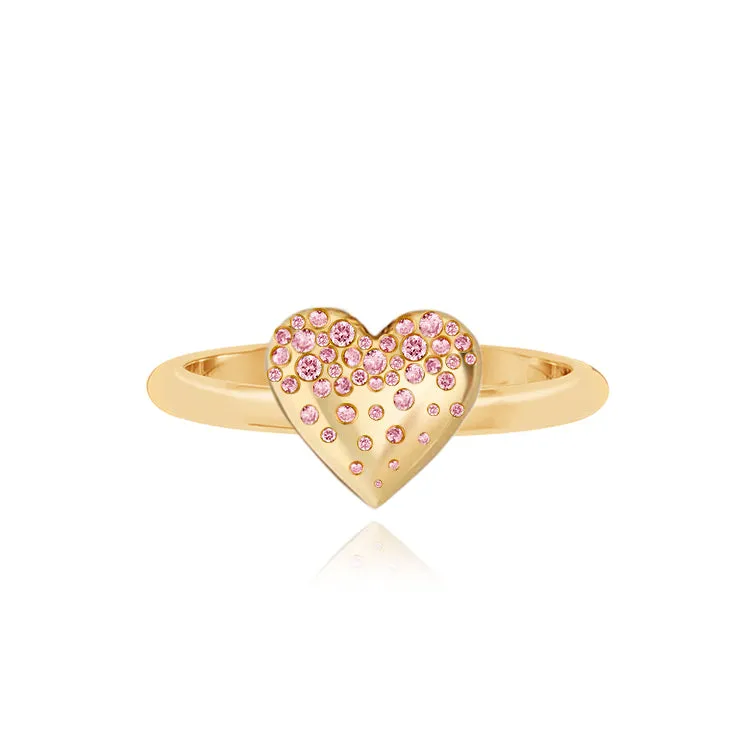 Small Dripping Scattered Heart Gemstone Ring