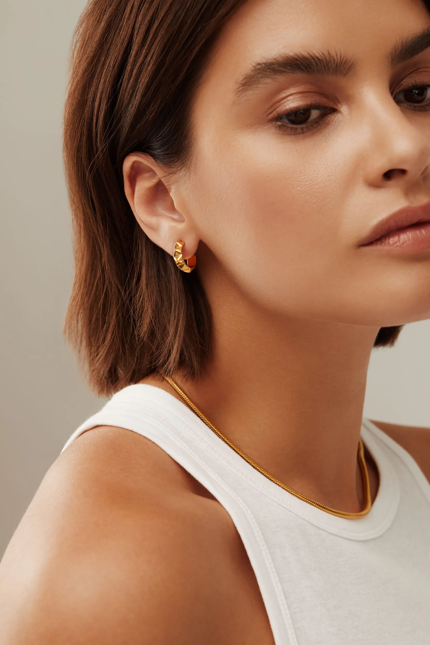 Small Studded Hoop Earrings - Gold