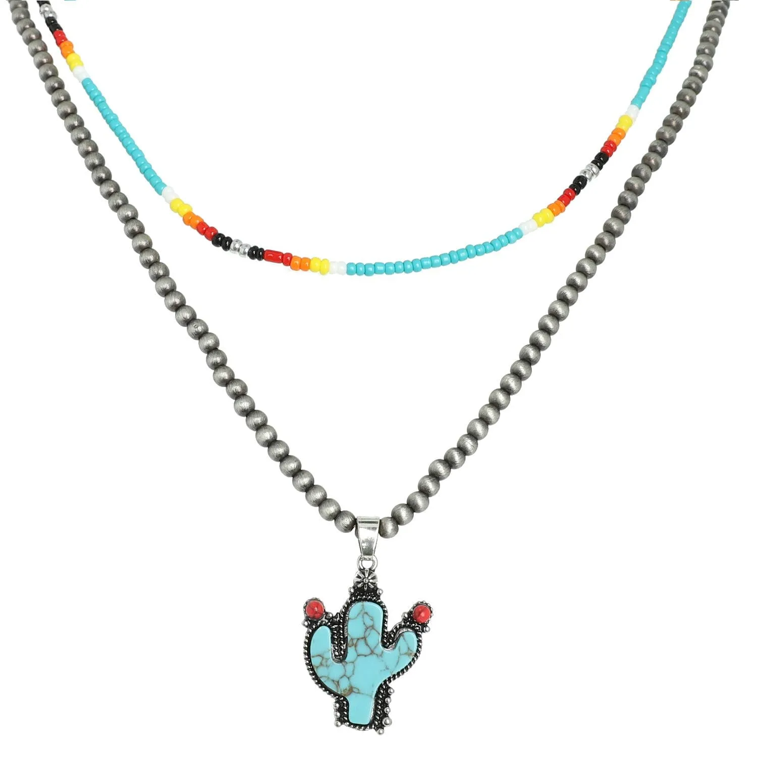 Sophia collection Western Navajo Pearl Beaded Cactus Necklace