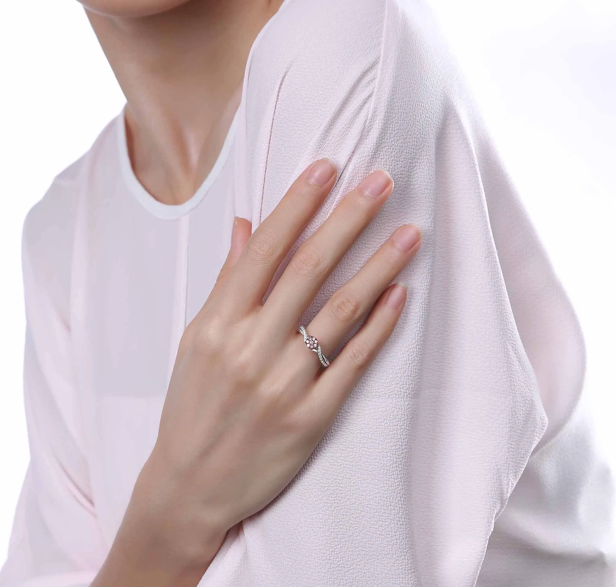Souffle Pink 0.28ctw Lab Grown Diamond Ring <br> R-00502PNK