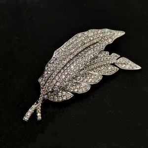 Sparkles Double CZ Leaf Brooch Pin Nature Inspire Plant Jewelry