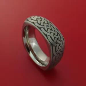 Square Titanium Celtic Band with Knot Design Custom Made