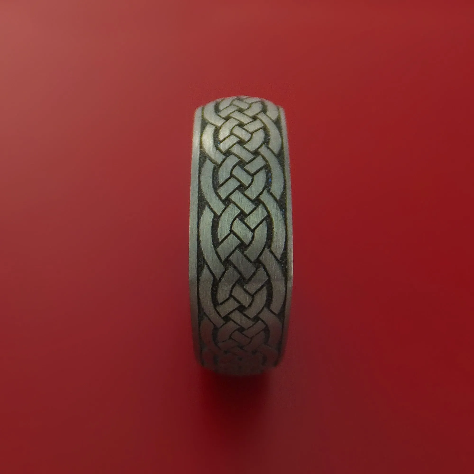Square Titanium Celtic Band with Knot Design Custom Made