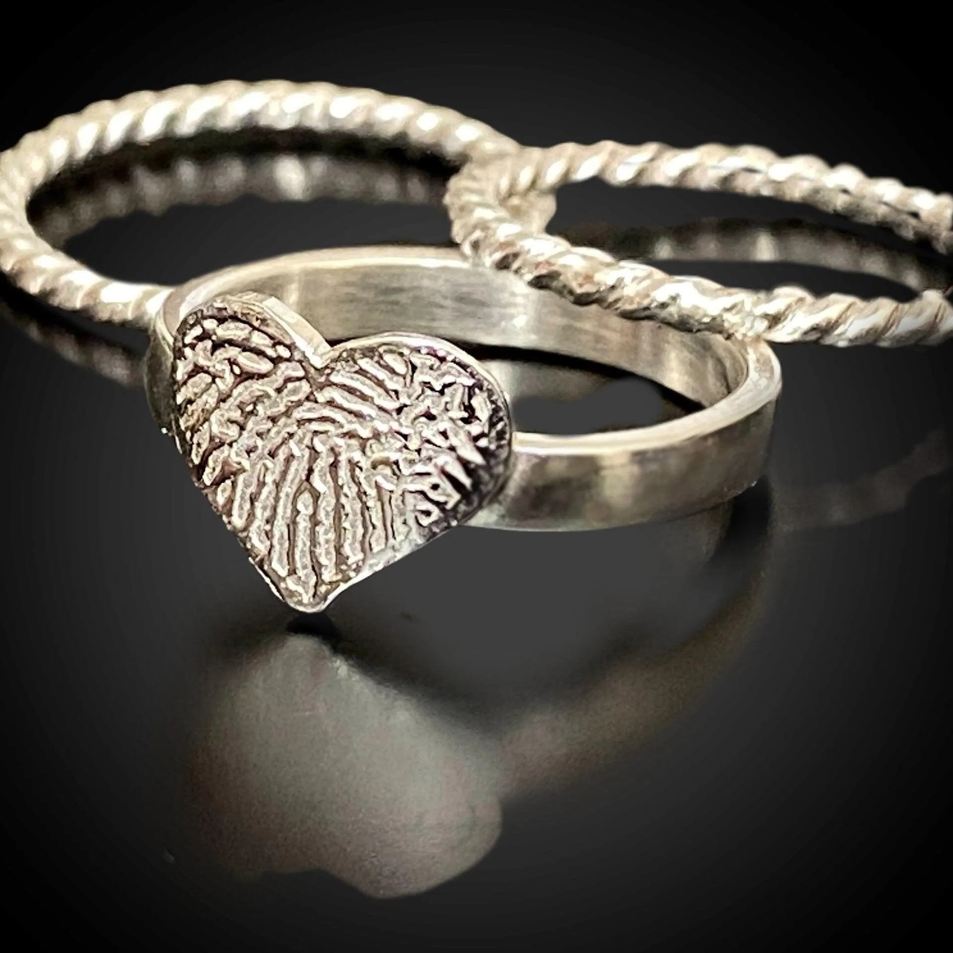 Stacking Fingerprint Ring Bands | Sterling Silver