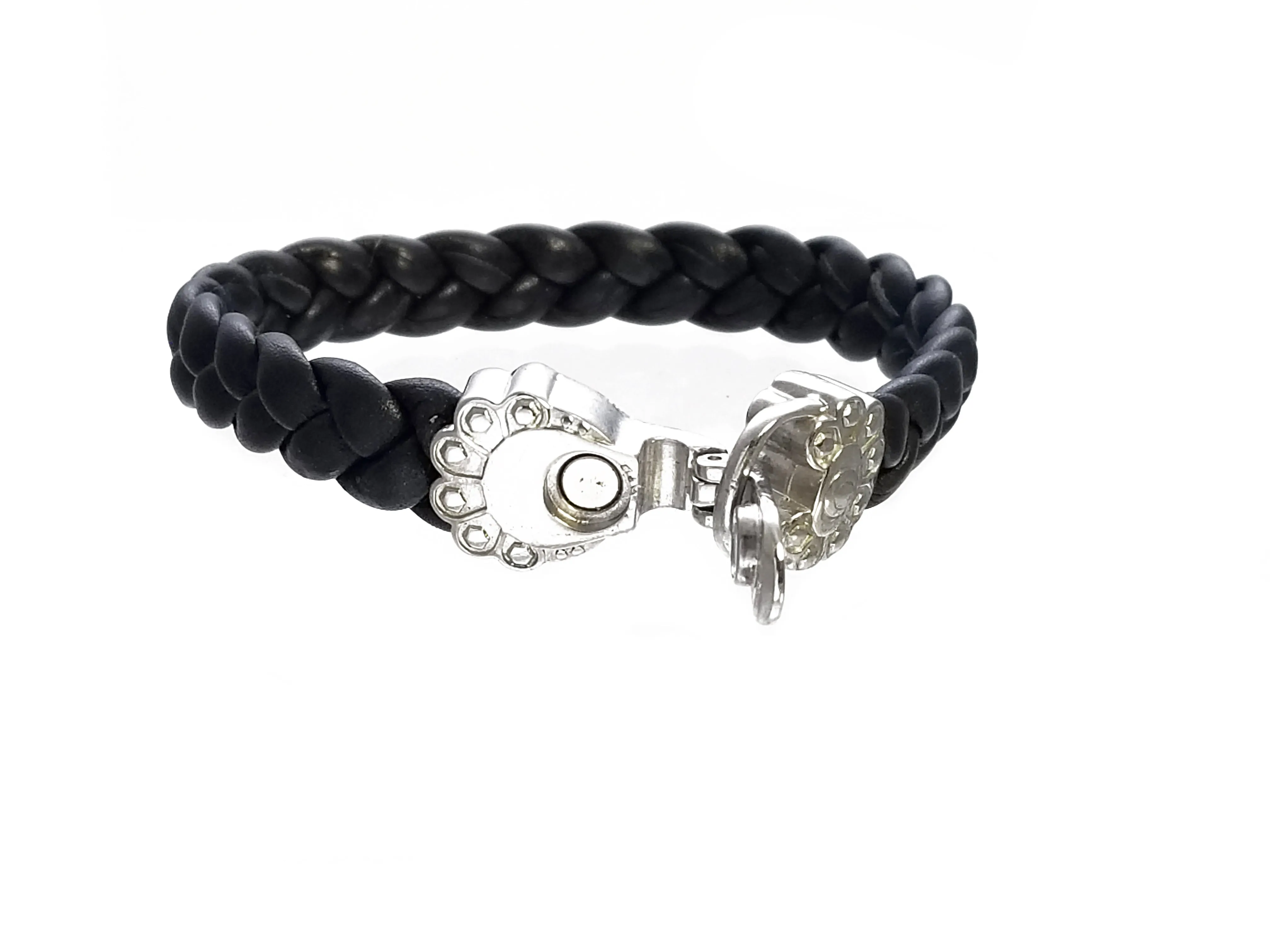 Stainless Steel Black Leather Bracelets( SSLB-N001 )