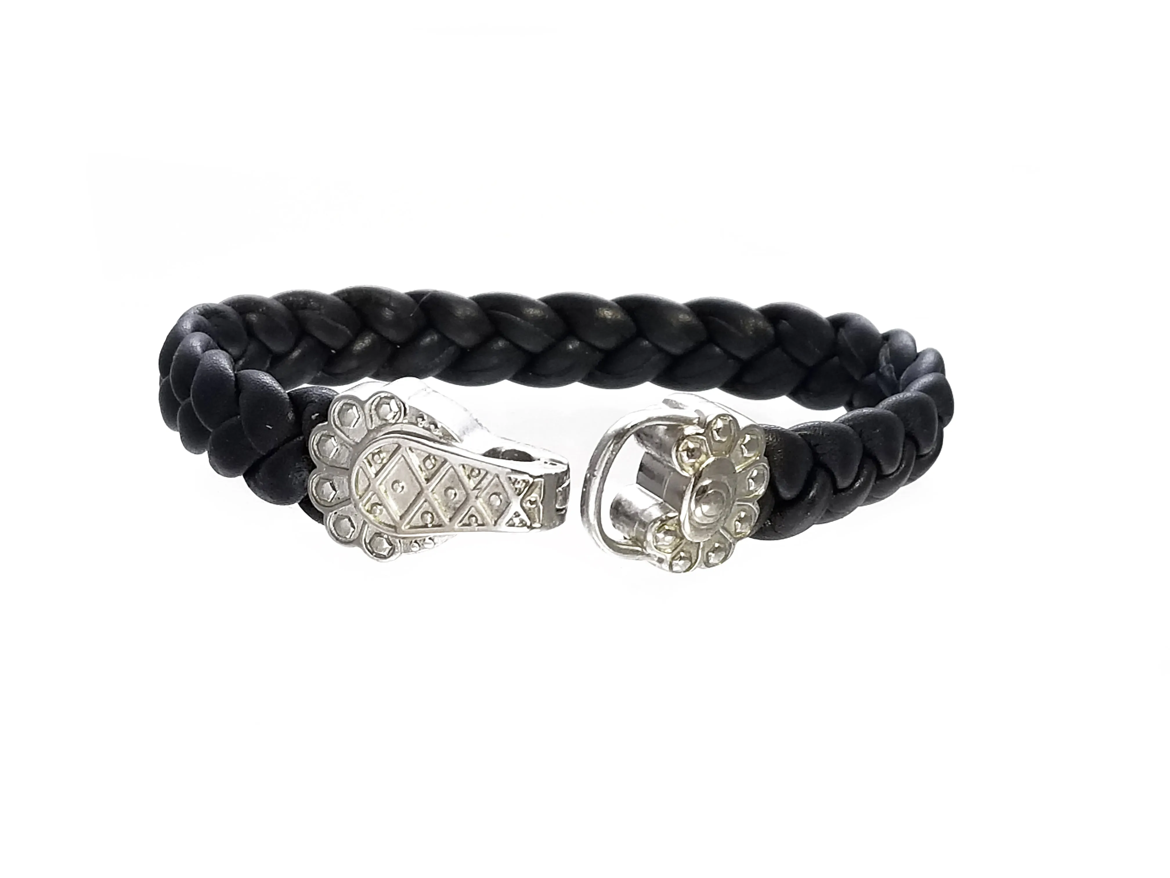Stainless Steel Black Leather Bracelets( SSLB-N001 )
