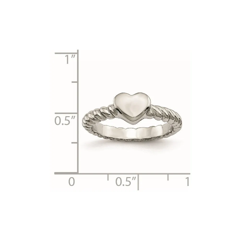 Stainless Steel Polished Twisted Heart Ring