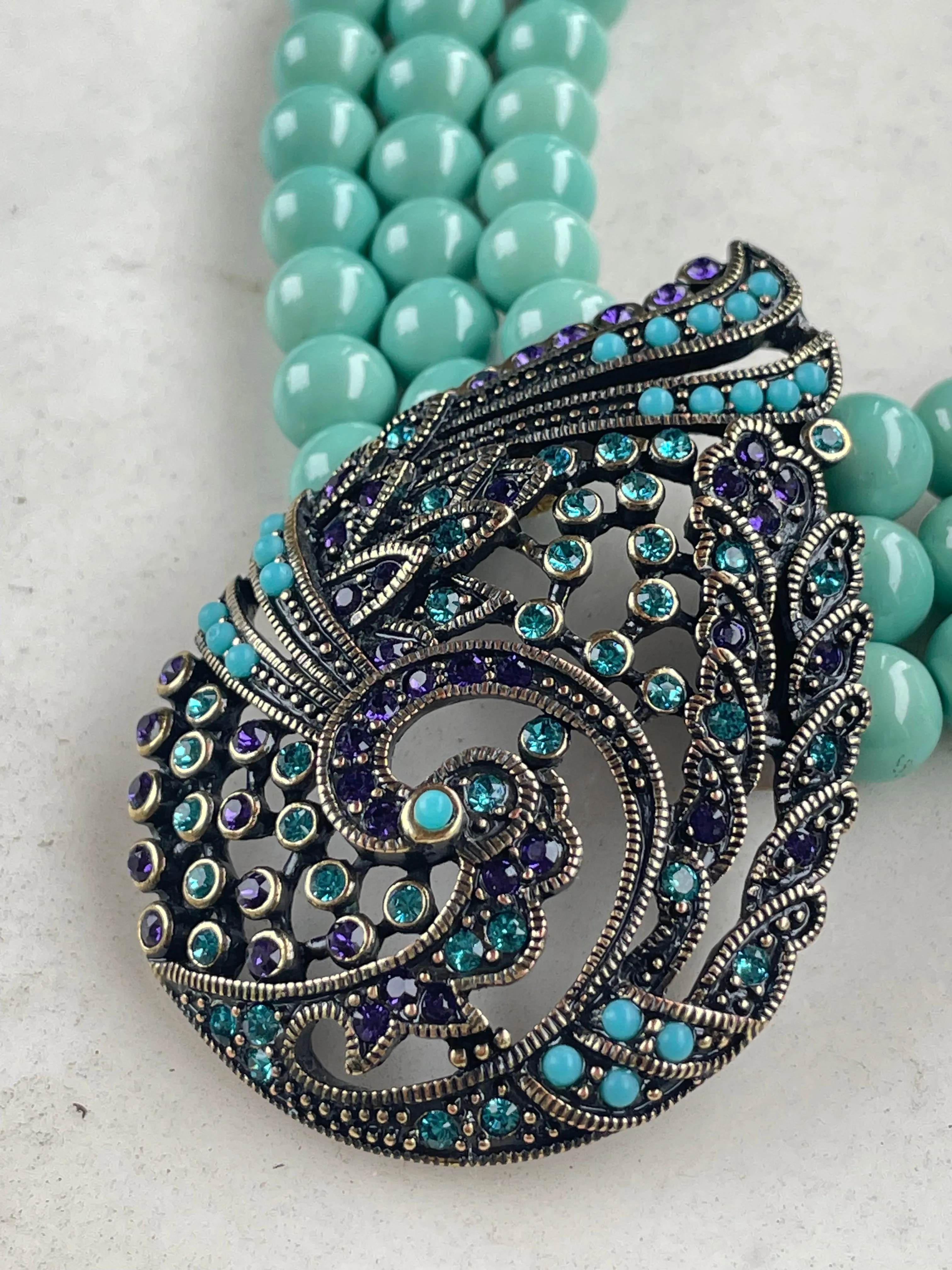 Statement Heidi Daus Necklace Poised Paisley Turquoise Pendant Necklace