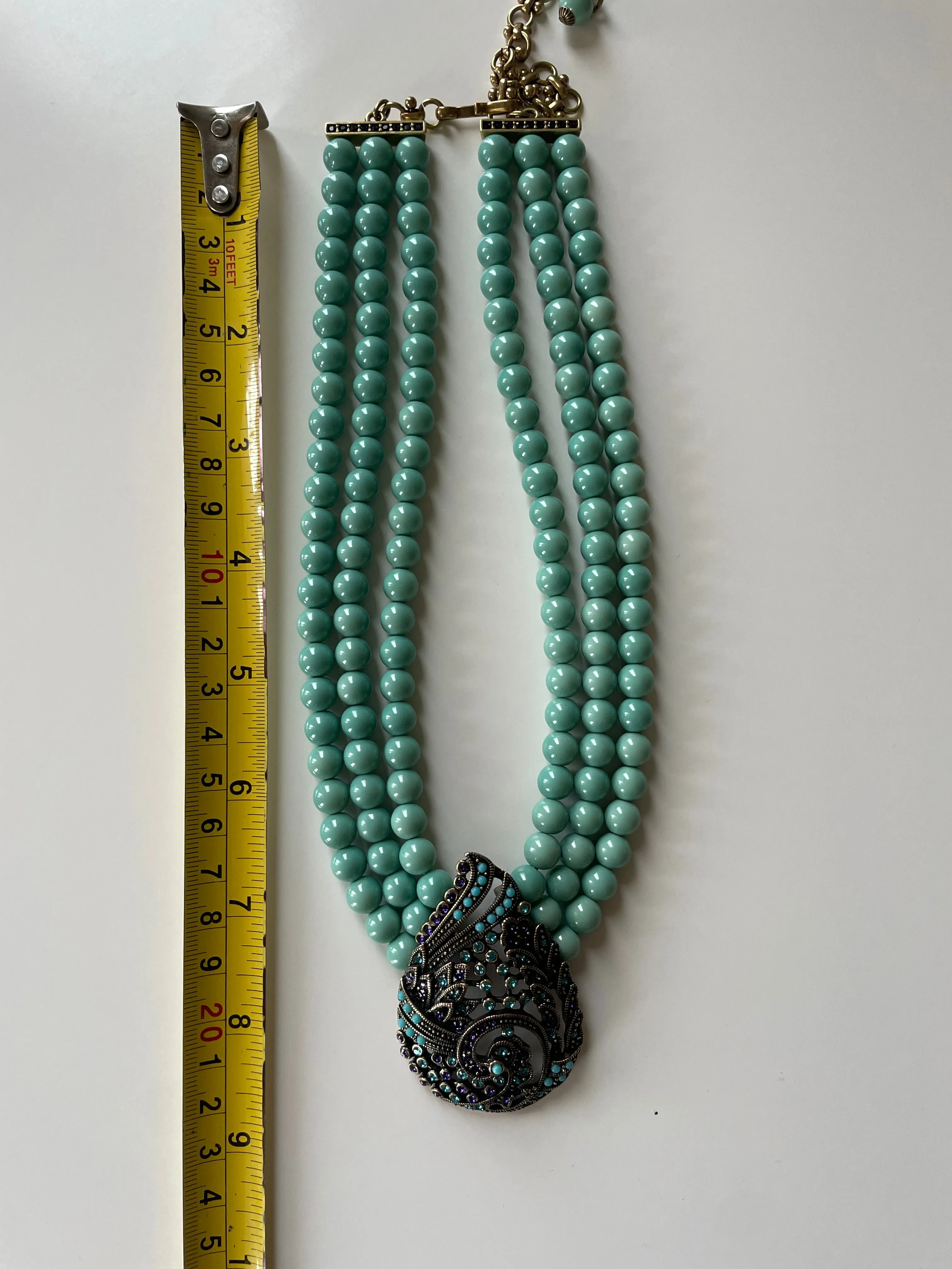 Statement Heidi Daus Necklace Poised Paisley Turquoise Pendant Necklace