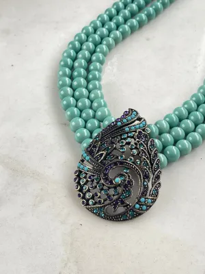 Statement Heidi Daus Necklace Poised Paisley Turquoise Pendant Necklace