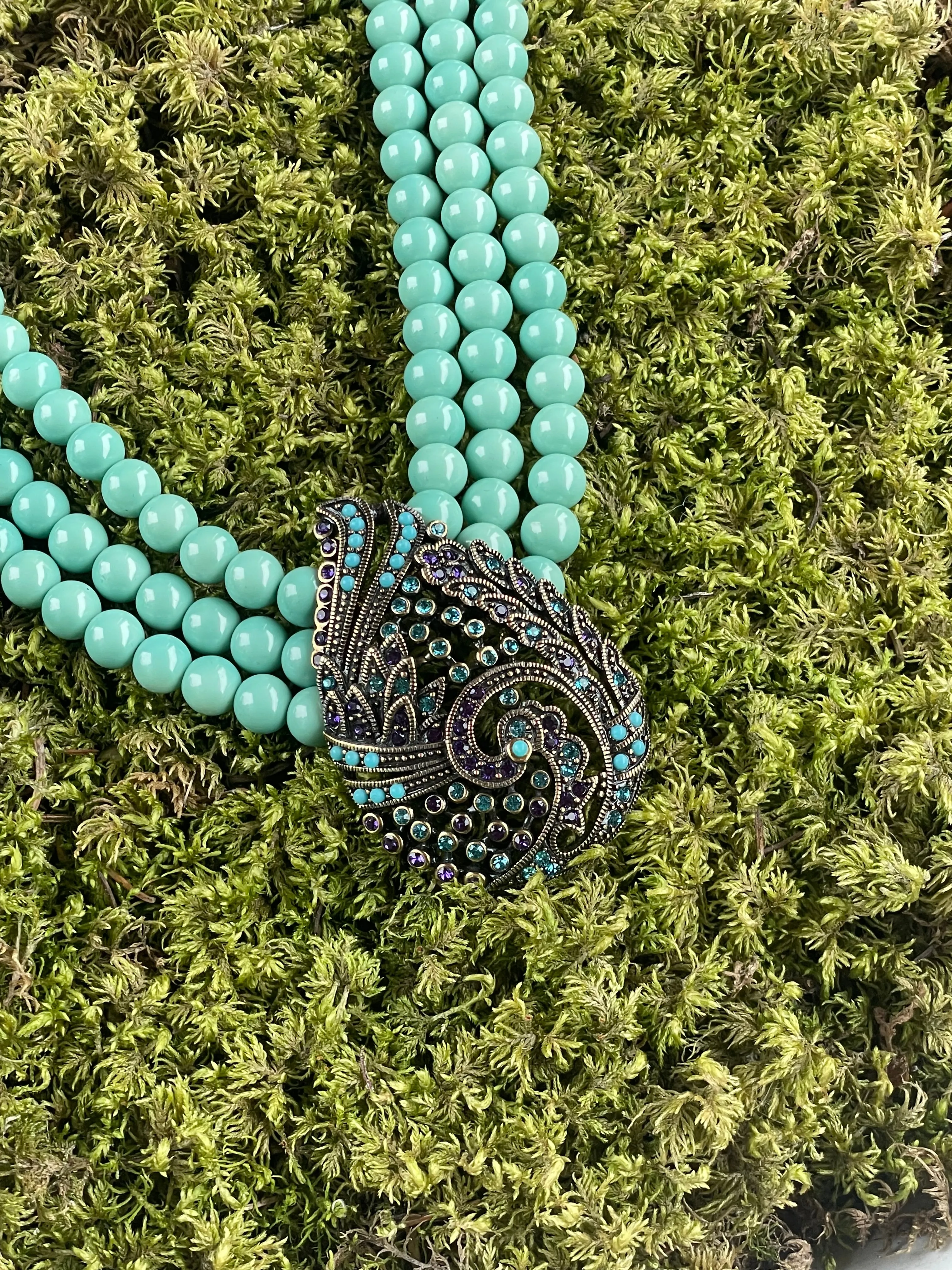 Statement Heidi Daus Necklace Poised Paisley Turquoise Pendant Necklace