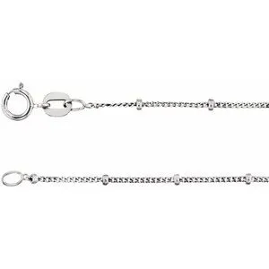 Sterling Silver 1 mm Beaded Curb 20" Chain