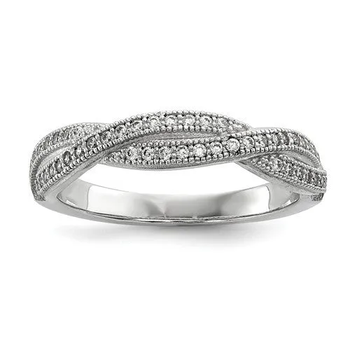 Sterling Silver & CZ Brilliant Embers Twisted Band Ring
