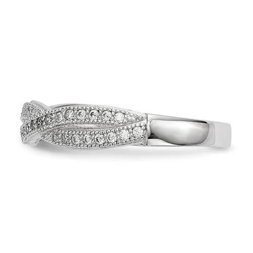 Sterling Silver & CZ Brilliant Embers Twisted Band Ring