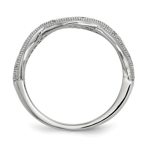 Sterling Silver & CZ Brilliant Embers Twisted Band Ring