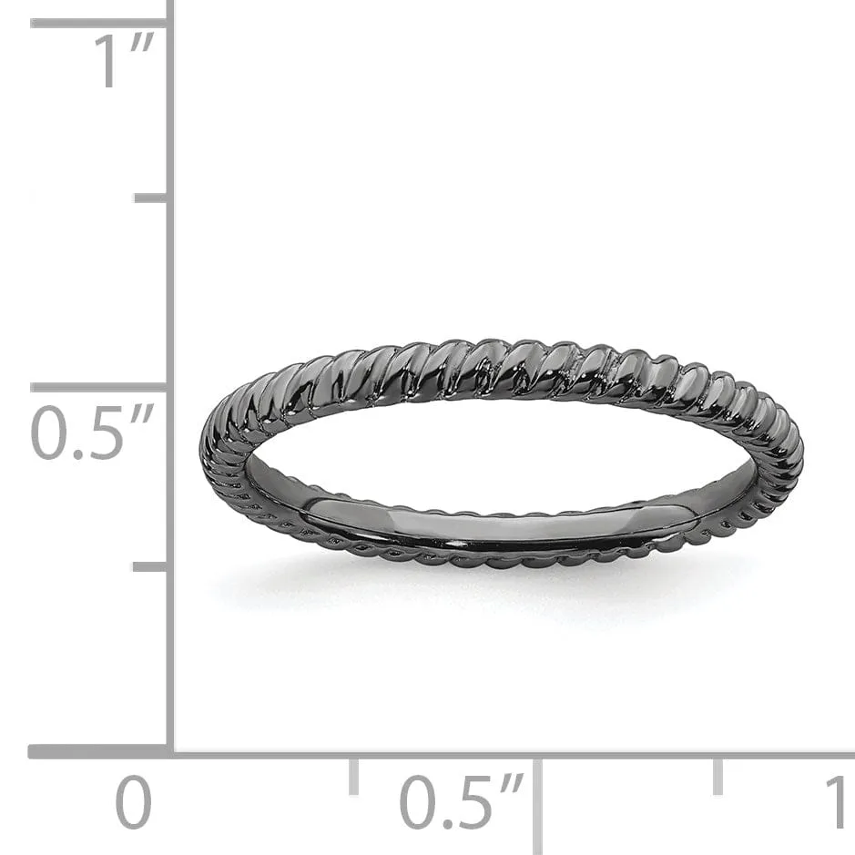 Sterling Silver Black-Plated Twisted Ring