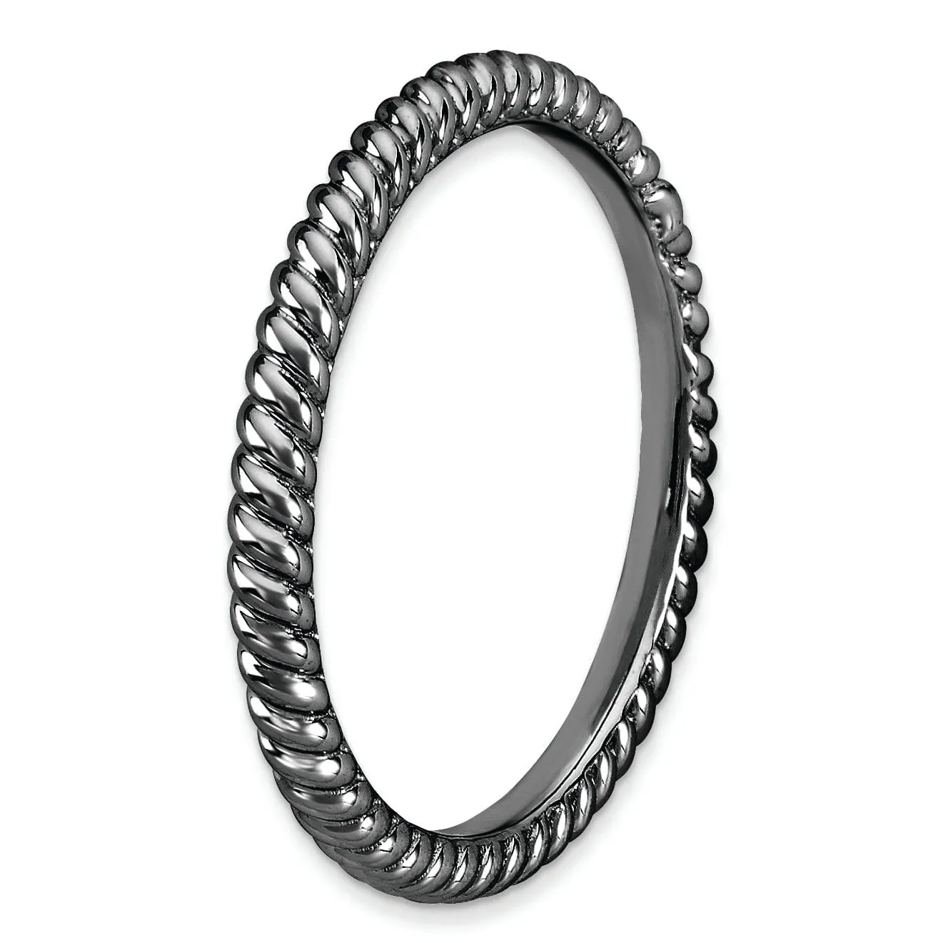Sterling Silver Black-Plated Twisted Ring