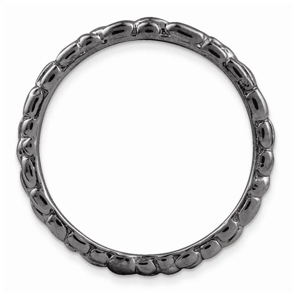 Sterling Silver Black-Plated Twisted Ring