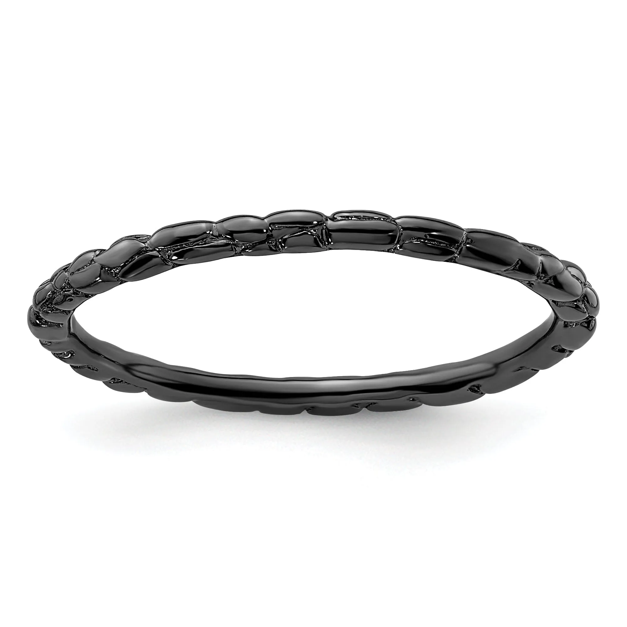 Sterling Silver Black-Plated Twisted Ring