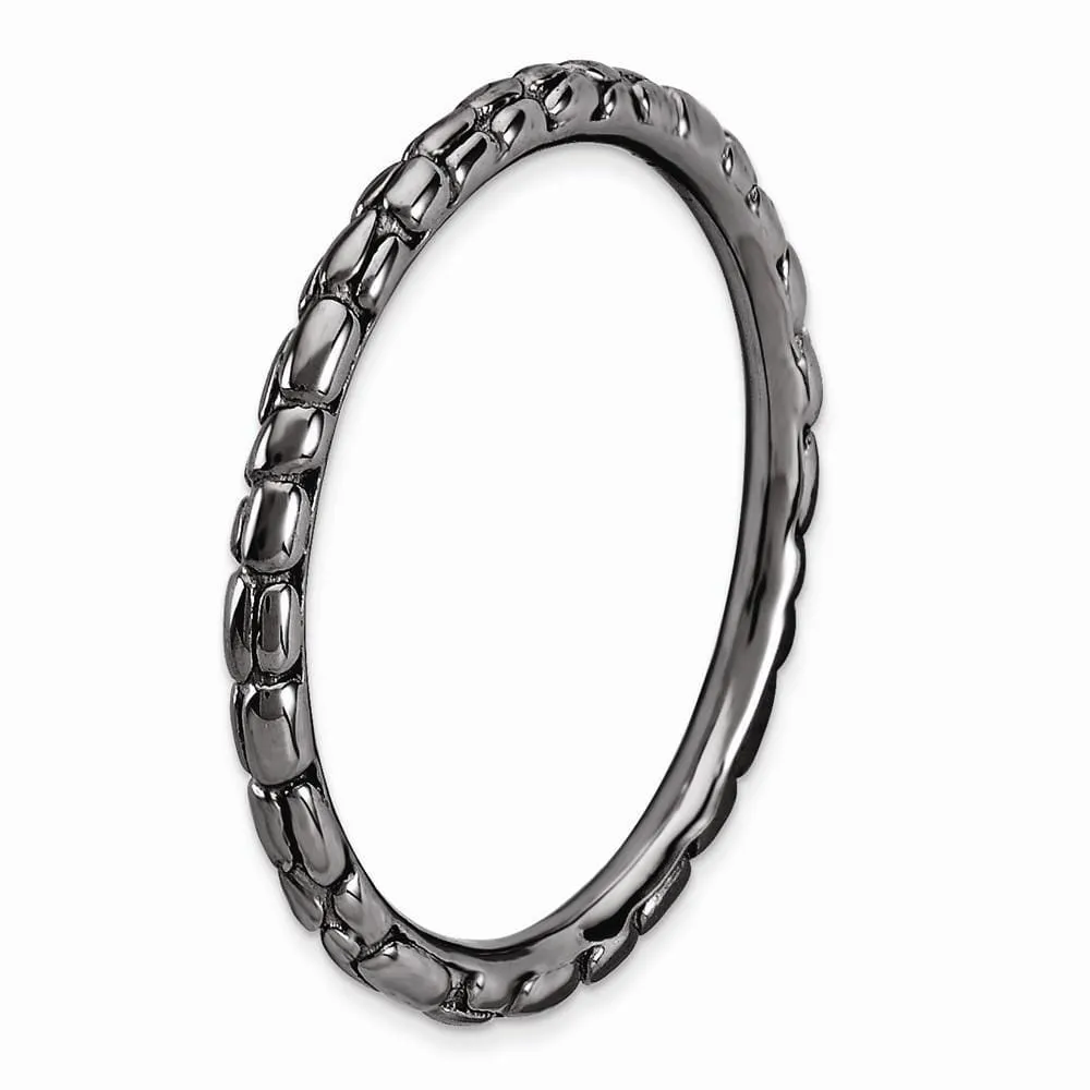 Sterling Silver Black-Plated Twisted Ring