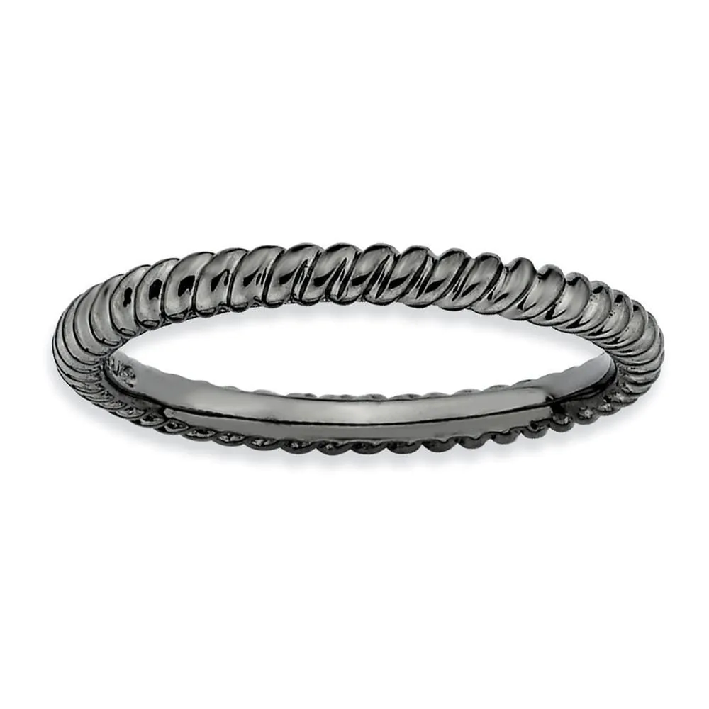 Sterling Silver Black-Plated Twisted Ring