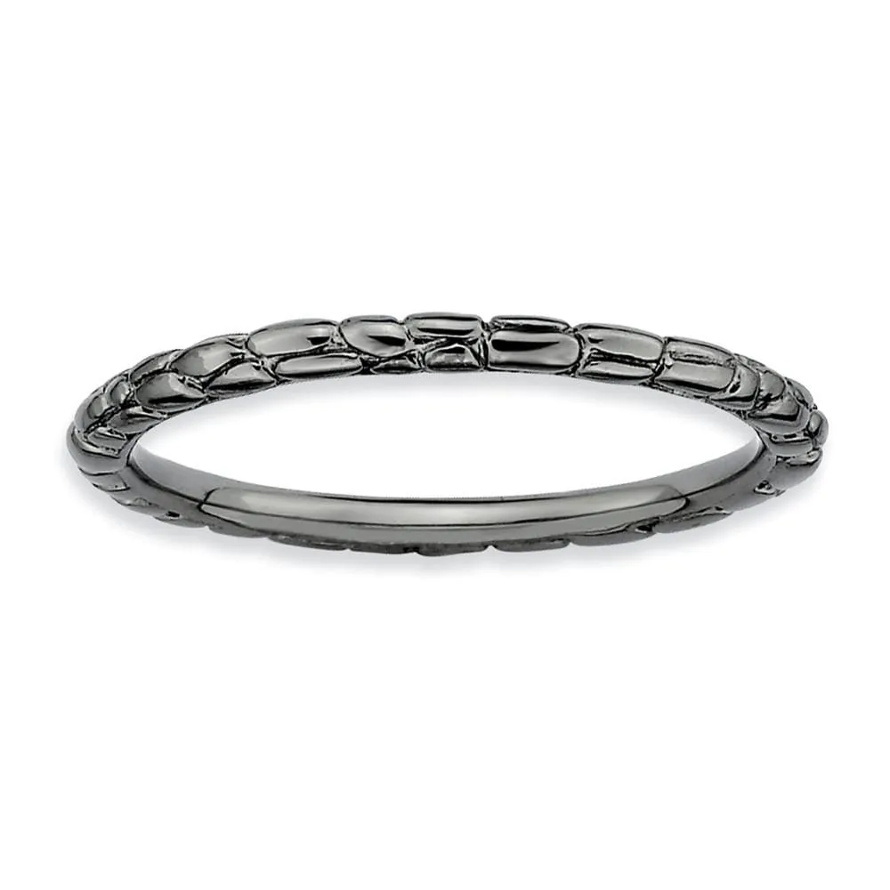 Sterling Silver Black-Plated Twisted Ring