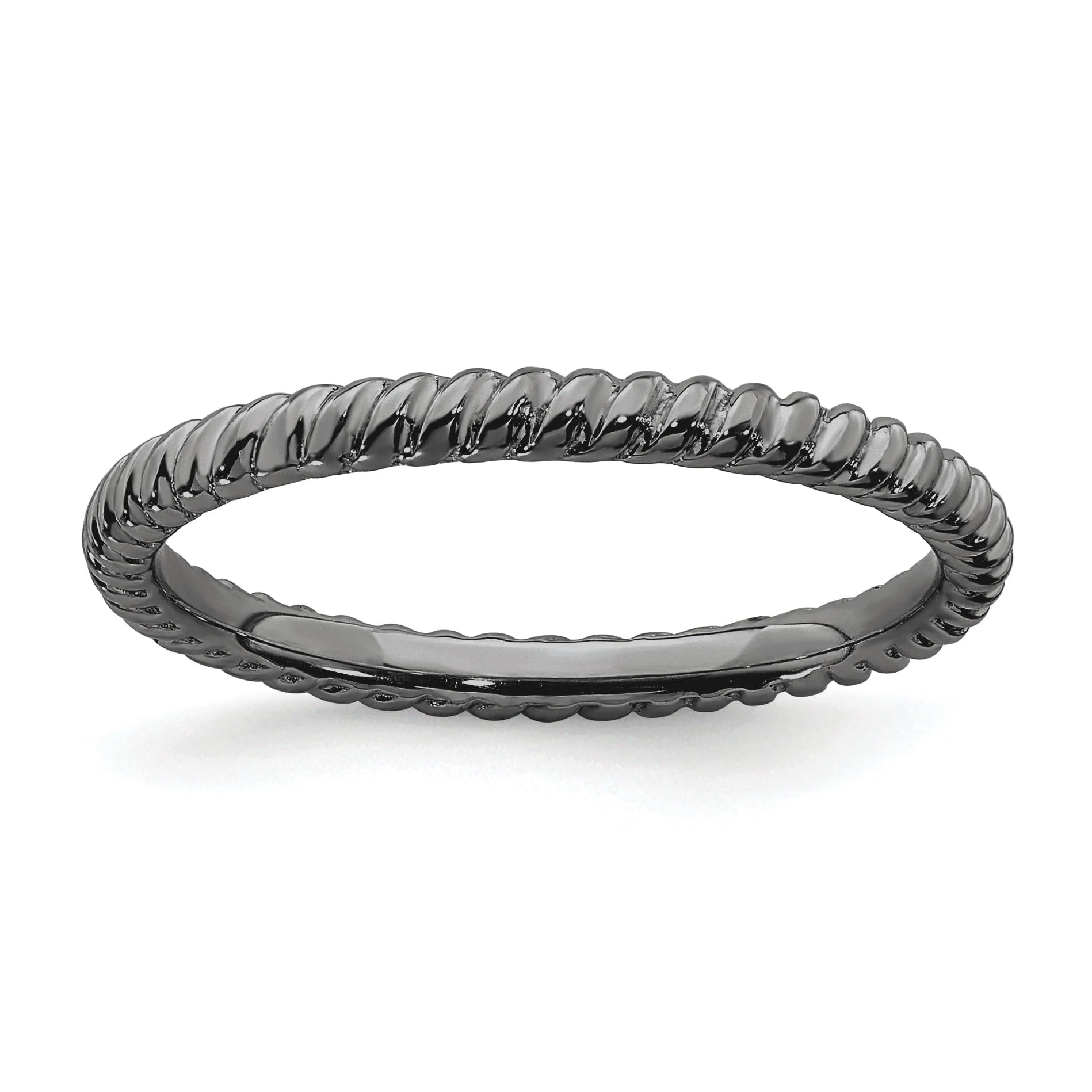 Sterling Silver Black-Plated Twisted Ring