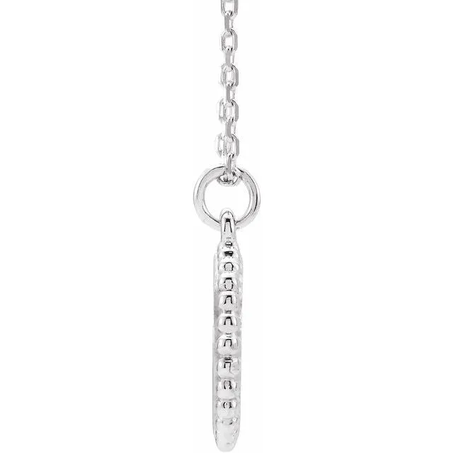 Sterling Silver Engravable Beaded Disc 16-18" Necklace