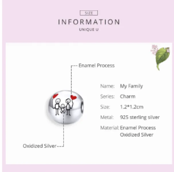 Sterling Silver Family Charm