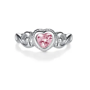 Sterling Silver Pink Heart Baby Ring for Little Girls